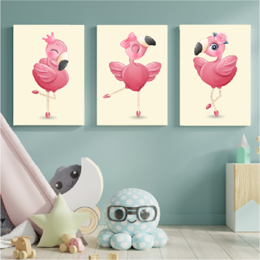 CANVAS PICTURES SET - FLAMINGOS